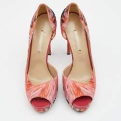 Nicholas Kirkwood Multicolor Satin Peep Toe D'orsay Platform Pumps Size 39