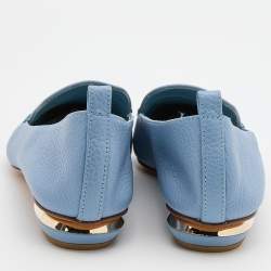 Pre Owned Nicholas Kirkwood Blue Leather Beya Loafers Size 36.5