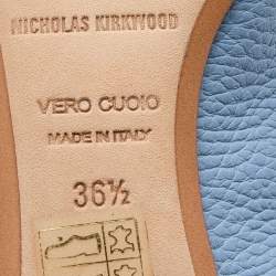 Pre Owned Nicholas Kirkwood Blue Leather Beya Loafers Size 36.5