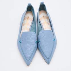 Pre Owned Nicholas Kirkwood Blue Leather Beya Loafers Size 36.5
