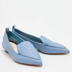 Pre Owned Nicholas Kirkwood Blue Leather Beya Loafers Size 36.5