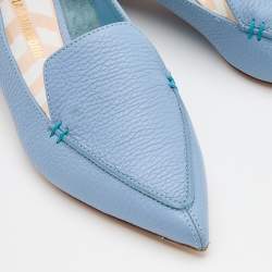Pre Owned Nicholas Kirkwood Blue Leather Beya Loafers Size 36.5