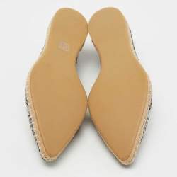 Pre Owned Nicholas Kirkwood Black/White Embroidered Fabric Mexican Pointed Toe Espadrille Flats Size 40