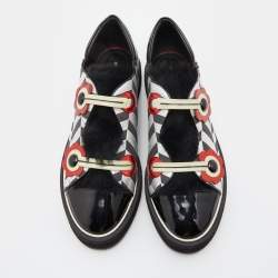 Nicholas Kirkwood Multicolor Patent Leather, Fur and Fabric Slip On Sneakers Size 40