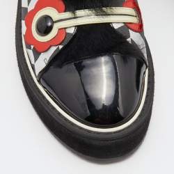 Nicholas Kirkwood Multicolor Patent Leather, Fur and Fabric Slip On Sneakers Size 40