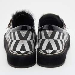 Nicholas Kirkwood Multicolor Patent Leather, Fur and Fabric Slip On Sneakers Size 40