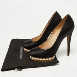 Pre Owned Nicholas Kirkwood Black Satin Casati Faux Pearl Platform Pumps Size 38