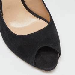 Nicholas Kirkwood Black Suede Peep Toe Wedge Pumps Size 39.5
