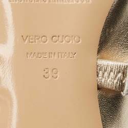 Nicholas Kirkwood Gold Leather Crystal Embellished Leve Mules Size 39