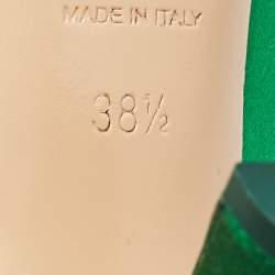 Pre Owned Nicholas Kirkwood Green Satin Crystal Embellished Monstera Pumps Size 38.5