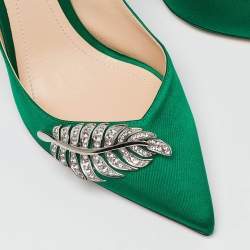 Nicholas Kirkwood Green Satin Crystal Embellished Pointed Toe Pumps Size 38