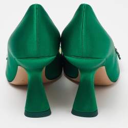 Nicholas Kirkwood Green Satin Crystal Embellished Pointed Toe Pumps Size 38