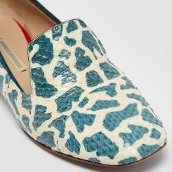 Nicholas Kirkwood Green/Cream Python Smoking Slipper Size 37 