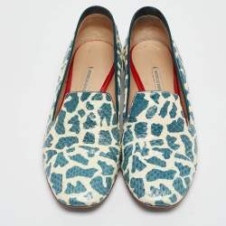 Nicholas Kirkwood Green/Cream Python Smoking Slipper Size 37 