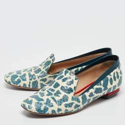 Nicholas Kirkwood Green/Cream Python Smoking Slipper Size 37 