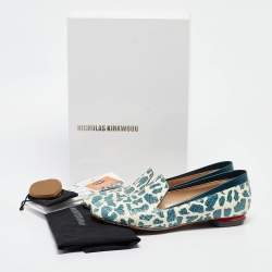 Nicholas Kirkwood Green/Cream Python Smoking Slipper Size 37 