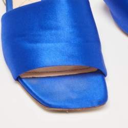 Nicholas Kirkwood Blue Satin Crystal Embellished Slides Size 38