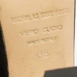 Nicholas Kirkwood Blue/Black Lurex Fabric and Patent Maya Sandals Size 38