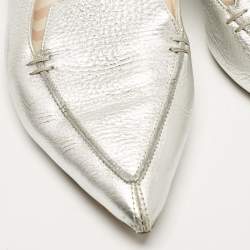 Pre Owned Nicholas Kirkwood Silver Leather Beya Flat Sandals Size 40