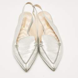 Pre Owned Nicholas Kirkwood Silver Leather Beya Flat Sandals Size 40