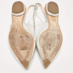 Pre Owned Nicholas Kirkwood Silver Leather Beya Flat Sandals Size 40