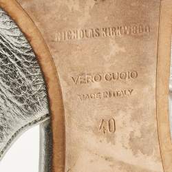 Pre Owned Nicholas Kirkwood Silver Leather Beya Flat Sandals Size 40