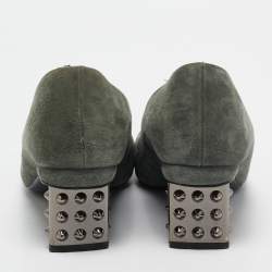 Pre Owned Nicholas Kirkwood Green Suede Studded Pumps Size 39
