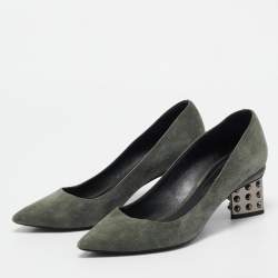 Pre Owned Nicholas Kirkwood Green Suede Studded Pumps Size 39