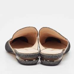 Nicholas Kirkwood Grey Glitter Fabric Flat Mules Size 39.5