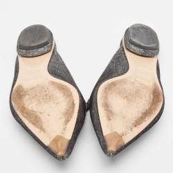 Nicholas Kirkwood Grey Glitter Fabric Flat Mules Size 39.5