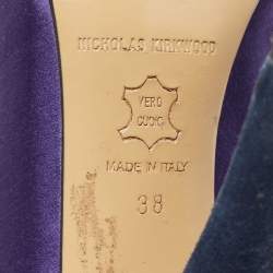 Nicholas Kirkwood Purple/Black Satin and Velvet Ankle Strap Sandals Size 38