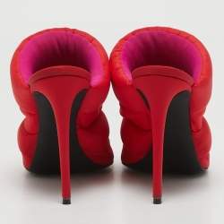 Nicholas Kirkwood Red Nylon Puffer Open Toe Mules Size 41