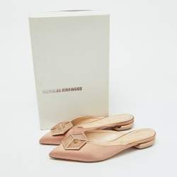 Nicholas Kirkwood Beige Satin Eden Crystal Embellished Flat Mules Size 39