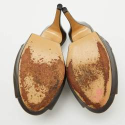 Nicholas Kirkwood Dark Brown/Black Leather and Satin Platform Slingback Sandals Size 38.5