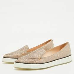 Nicholas Kirkwood Gold Metallic Lurex Fabric Alona Loafers Size 37.5