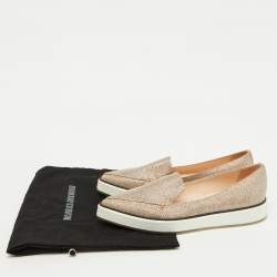 Nicholas Kirkwood Gold Metallic Lurex Fabric Alona Loafers Size 37.5
