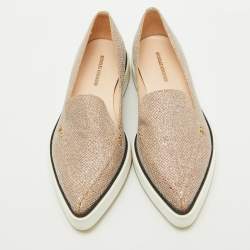 Nicholas Kirkwood Gold Metallic Lurex Fabric Alona Loafers Size 37.5