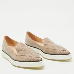 Nicholas Kirkwood Gold Metallic Lurex Fabric Alona Loafers Size 37.5