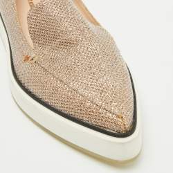 Nicholas Kirkwood Gold Metallic Lurex Fabric Alona Loafers Size 37.5