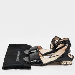 Nicholas Kirkwood Black Sequins Casati Slingback Flats Size 37