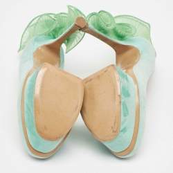 Nicholas Kirkwood Mint Green Suede Ruffle Trimmed Platform Pumps Size 37