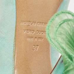 Nicholas Kirkwood Mint Green Suede Ruffle Trimmed Platform Pumps Size 37