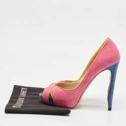 Nicholas Kirkwood Multicolor Suede and Leather Crisscross Peep Toe Pumps Size 37
