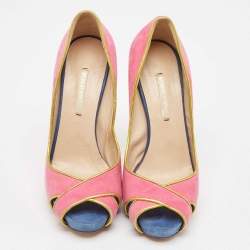 Nicholas Kirkwood Multicolor Suede and Leather Crisscross Peep Toe Pumps Size 37