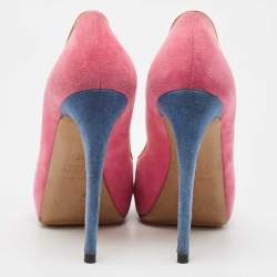Nicholas Kirkwood Multicolor Suede and Leather Crisscross Peep Toe Pumps Size 37
