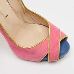 Nicholas Kirkwood Multicolor Suede and Leather Crisscross Peep Toe Pumps Size 37