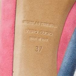 Nicholas Kirkwood Multicolor Suede and Leather Crisscross Peep Toe Pumps Size 37