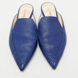 Nicholas Kirkwood Blue Leather Beya Pointed Toe Mules Size 40