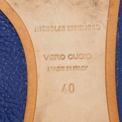 Nicholas Kirkwood Blue Leather Beya Pointed Toe Mules Size 40