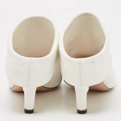 Nicholas Kirkwood White Leather Pointed Toe Mules Size 37
